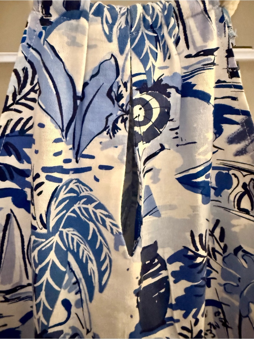 NWOT London Times Linen-Blend Halter A-Line Dress in a Coastal Print - Picture 7 of 8